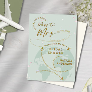 Sage Green Petals Reizen naar Mrs Vrijgezellenfees Kaart