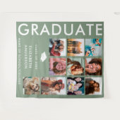 Sage Green Photo Achtergrond voor Graduation Party Wandkleed (Voorkant (horizontaal))