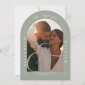 Sage Green Photo Arch Calligraphy Engagement Party Kaart (Voorkant)