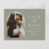 Sage Green Photo Arch Wedding Sla de datum op Briefkaart (Voorkant)