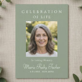 Sage Green Photo Celebration of Life Invitation Kaart