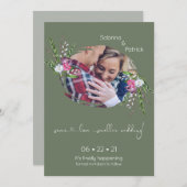 Sage Green Photo Lijst Floral Save The Date (Voorkant / Achterkant)