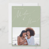 Sage Green Photo Matron of Honor proposal Kaart (Voorkant)