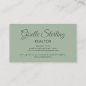 Sage Green Photo Monogram Realtor Luxury Visitekaartje (Achterkant)