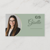Sage Green Photo Monogram Realtor Luxury Visitekaartje (Voorkant)