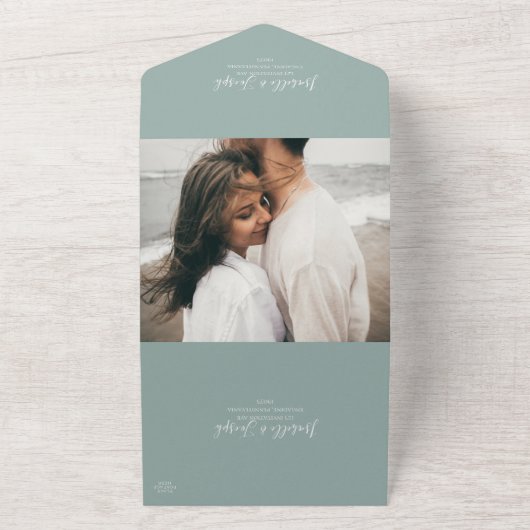 Sage Green Photo Seal and Send All In One Uitnodiging (Buitenkant)