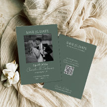 Sage Green Photo Sla de Date Kaart op met QR Code