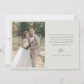 Sage Green Photo Wedding Bedankkaart (Achterkant)