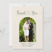 Sage Green Photo Wedding Bedankkaart (Voorkant)