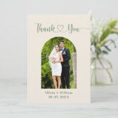 Sage Green Photo Wedding Bedankkaart (Staand voorkant)
