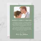 Sage Green Photo Wedding Bedankkaart (Achterkant)