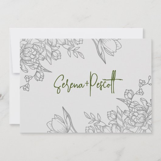 Sage Green Photo Wedding Invitation Kaart (Achterkant)