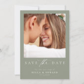 Sage Green Photo Wedding Save the Date (Voorkant)