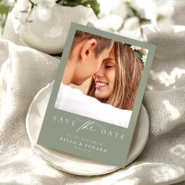 Sage Green Photo Wedding Save the Date