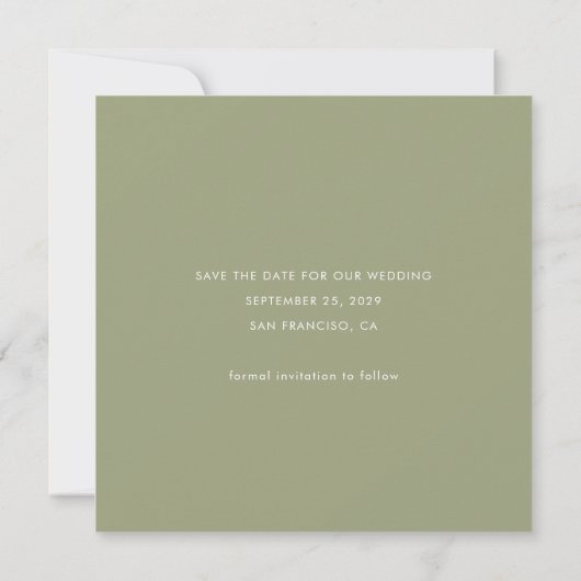 Sage Green Photo Wedding Save The Date (Achterkant)