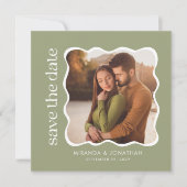 Sage Green Photo Wedding Save The Date (Voorkant)