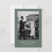 Sage Green Photo Wedding Save the Date Invitation (Voorkant)