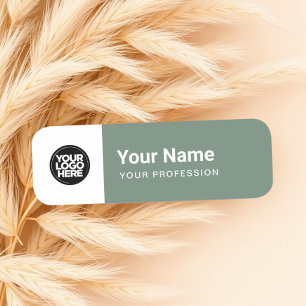 Sage Green Pin Name Tag of Magnetisch met Logo
