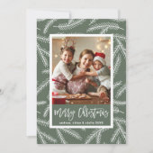 Sage Green | Pine Branch Merry-kerstfoto Feestdagenkaart (Voorkant)