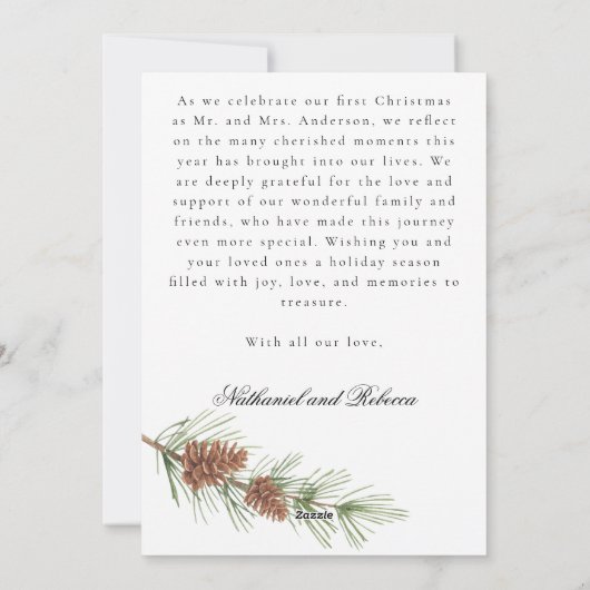 Sage Green Pine Merry & Married Photo Christmas Feestdagenkaart (Achterkant)