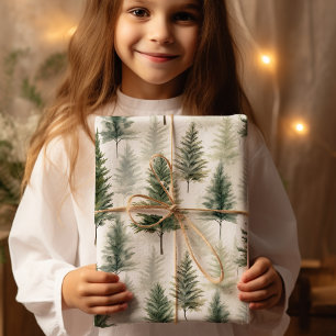 Sage Green Pine Tree Cadeaupapier