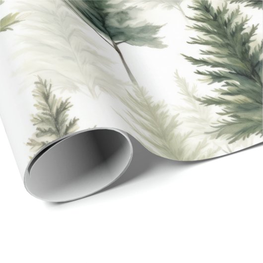 Sage Green Pine Tree Cadeaupapier (Rol Hoek)