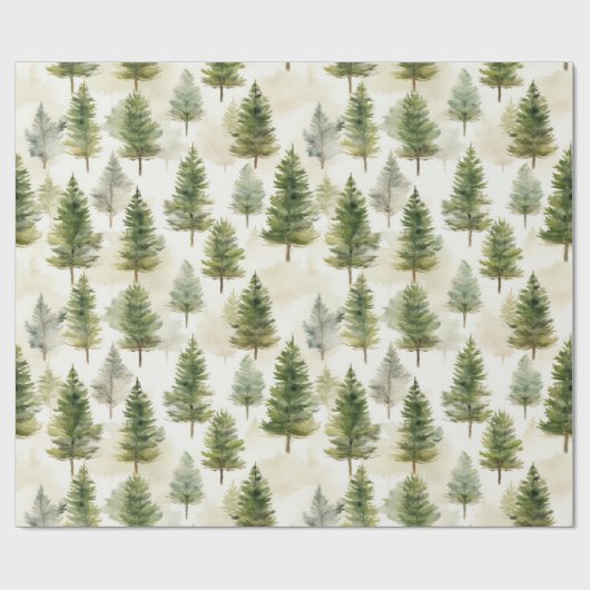 Sage Green Pine Tree Cadeaupapier (Vlak)
