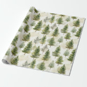 Sage Green Pine Tree Cadeaupapier (Uitgerold)