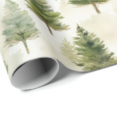 Sage Green Pine Tree Cadeaupapier (Rol Hoek)