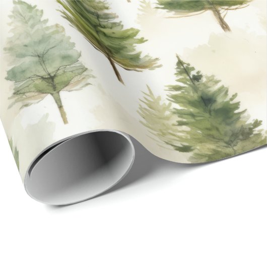 Sage Green Pine Tree Cadeaupapier (Rol Hoek)