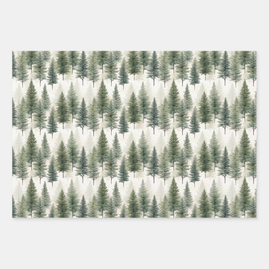 Sage Green Pine Tree Inpakpapier Vel (Voorkant 3)