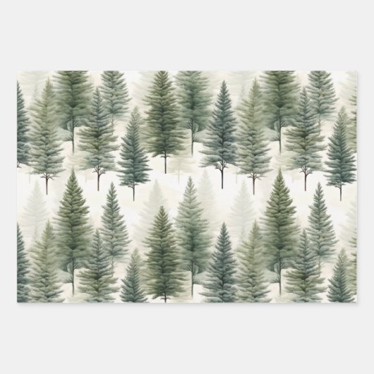 Sage Green Pine Tree Inpakpapier Vel (Voorkant 2)