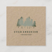 Sage Green Pine Trees Bossen Vierkante Visitekaartje (Voorkant)