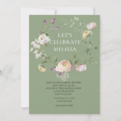 Sage Green Pink Blooms Bridal Shower Uitnodiging (Voorkant)
