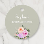 Sage Green Pink Bright Rozen Vrijgezellenfeest Bedankjes Labels (Voorkant)
