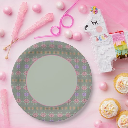 Sage Green Pink en Mauve Papieren Bordje (Feest)