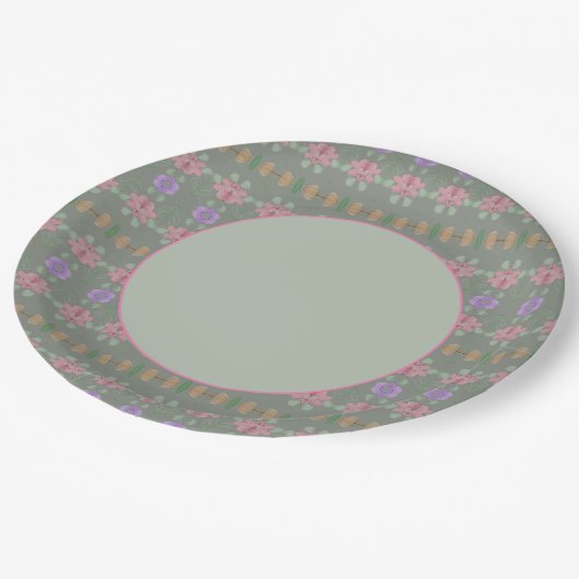 Sage Green Pink en Mauve Papieren Bordje (Gekanteld)