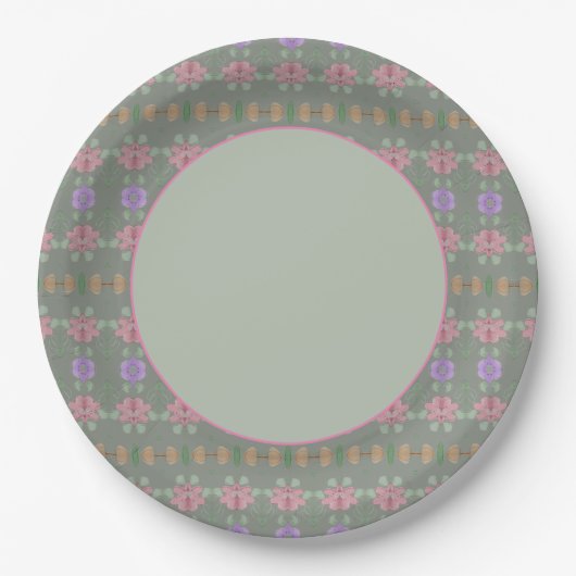 Sage Green Pink en Mauve Papieren Bordje (Voorkant)