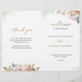 Sage Green Pink Floral Wedding Ceremony Programme (Voorkant)