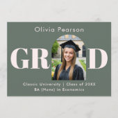 Sage Green & Pink Modern Arch Photo Graduation Aankondiging (Voorkant)