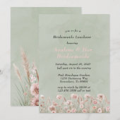 Sage Green Pink Peony Bruidsmeisjes Luncheon Kaart (Voorkant / Achterkant)