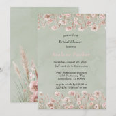 Sage Green Pink Peony Waterverf Vrijgezellenfeest Kaart (Voorkant / Achterkant)