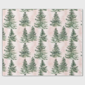 Sage Green & Pink Pine Trees Pattern Cadeaupapier (Vlak)