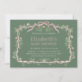 Sage Green & Pink Spring Garden Baby shower Kaart (Voorkant)