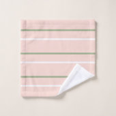 Sage Green Pink White Stripes Butterfly Bad Handdoek (Wasdoekje)
