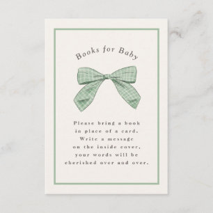 Sage Green Plaid Bow Elegant Baby shower Informatiekaartje