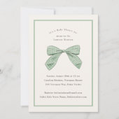Sage Green Plaid Bow Elegant Baby shower Kaart (Voorkant)