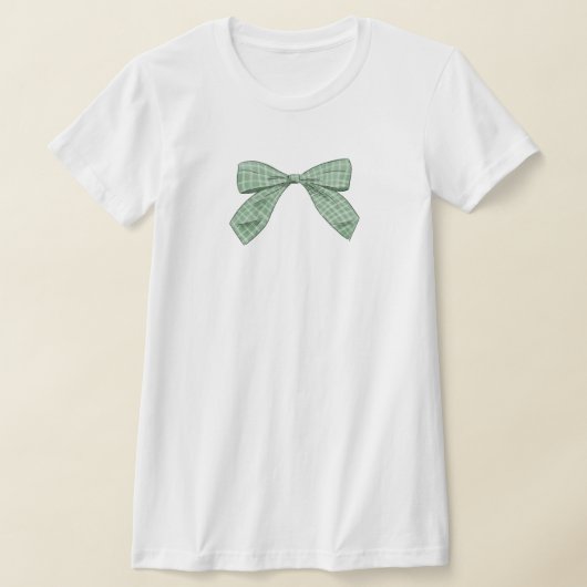 Sage Green Plaid Bow Elegant Baby shower Mom T-shirt (Laagn)