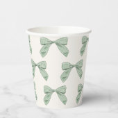 Sage Green Plaid Bow Elegant Boy Baby shower Papieren Bekers (Links)