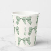 Sage Green Plaid Bow Elegant Boy Baby shower Papieren Bekers (Rechts)